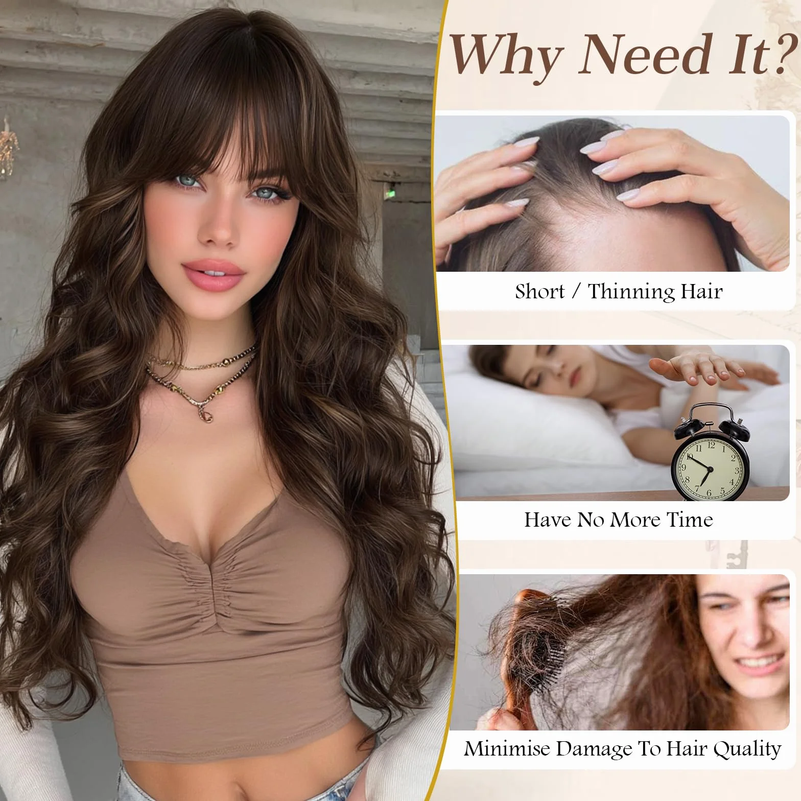 Sofeiyan Peluca Larga Ondulada 60 cm Negro Degradado Burdeos Resistentes al Calor con Flequillo para Mujer Cabello Sintético