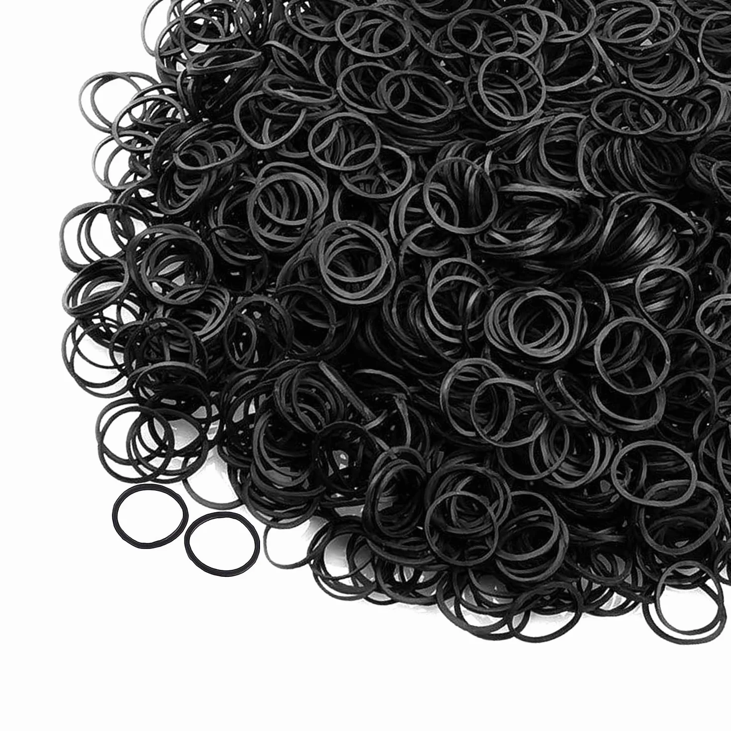 Bandas elásticas negras para el pelo 500 piezas con caja mini gomas para niños trenzas cola de caballo