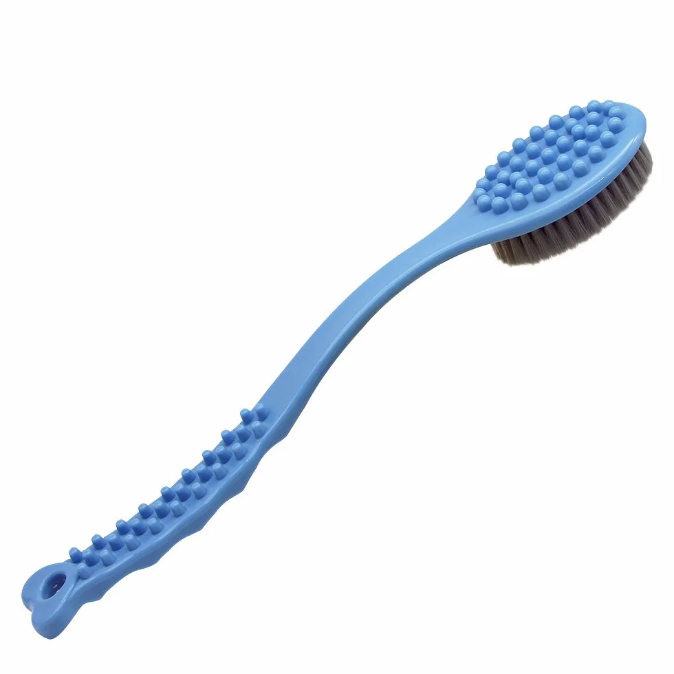 QiCheng&LYS Cepillo de Ducha de Mano con Mango Largo, Exfoliación Corporal, Azul