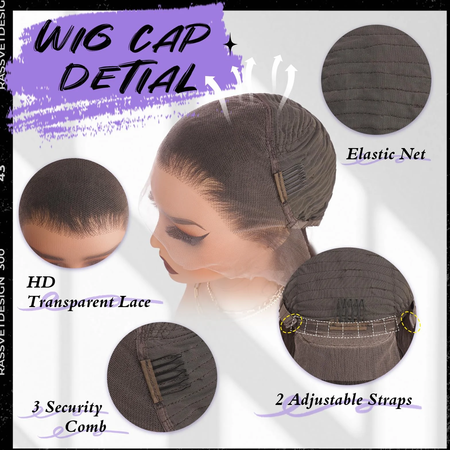 FESHFEN Lace Front Peluca Pelo Largo Liso 13x4 Sintético Resistente al Calor 75 cm Negro Natural