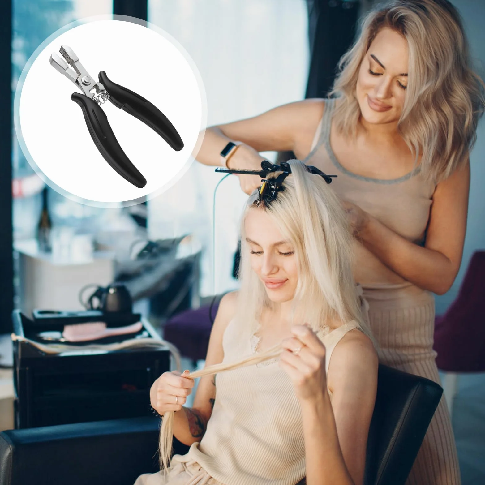 Alicates para extensiones y quitar rastas, removedor de cinta adhesiva