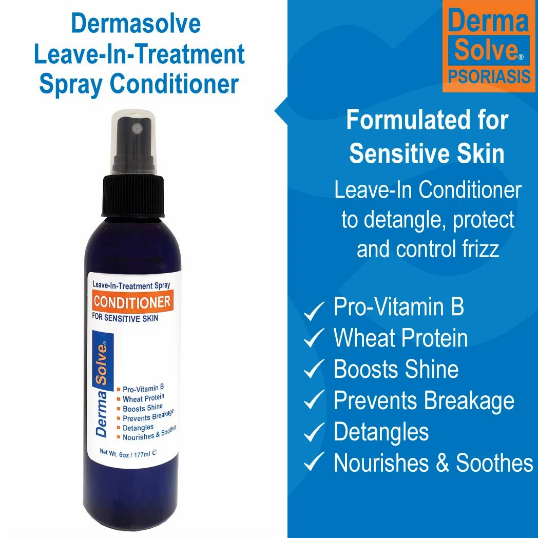 Dermasolve Psoriasis Leave-In-Treatment & Styling Spray Bálsamo para Dermatitis Seborreica, Piel Sensible, Desenredante, Desenredar, Calmante Anticaspa, Reparación del cuero cabelludo seco