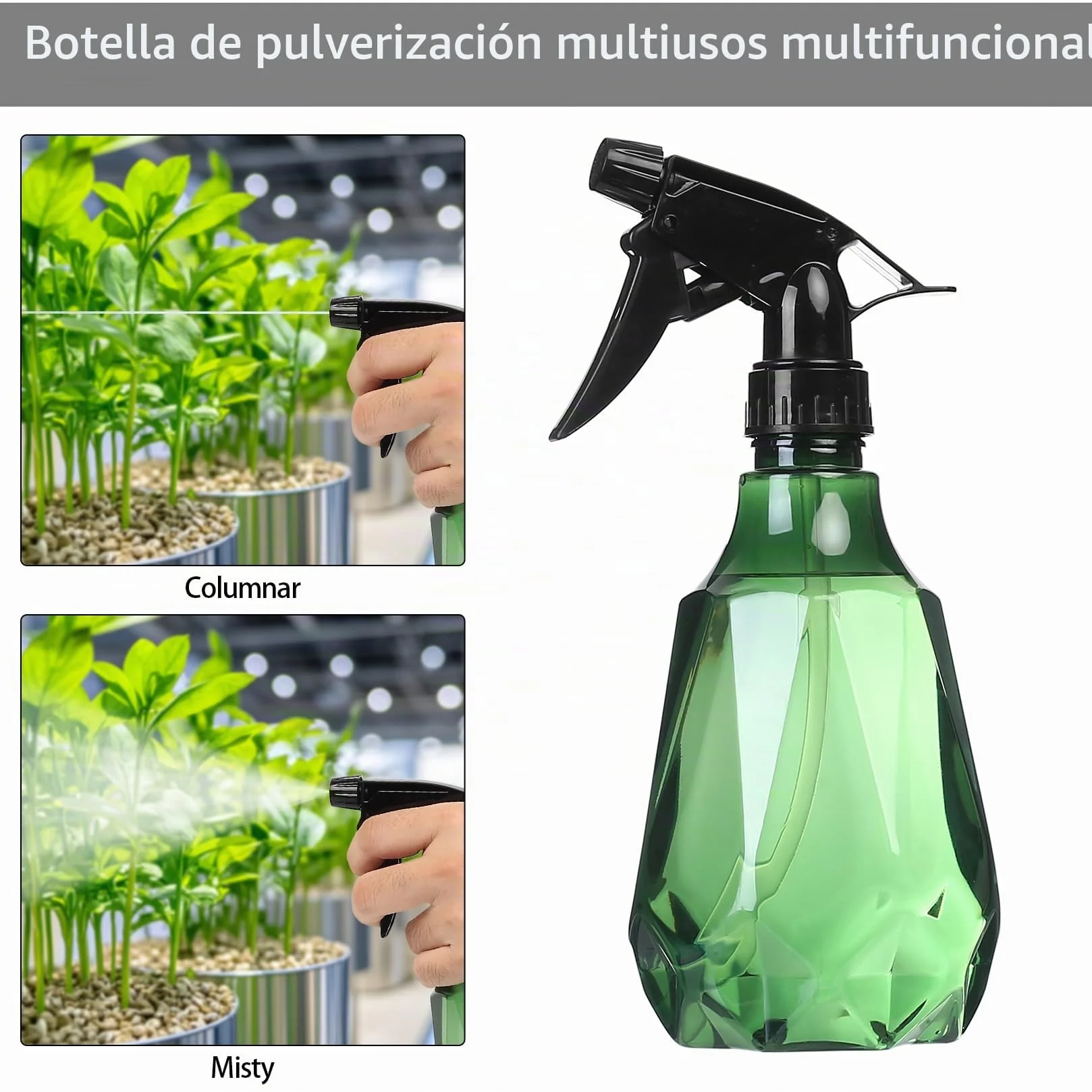 Pulverizador 500ml Botella Spray Plástico Vacía para Plantas Hogar Jardín