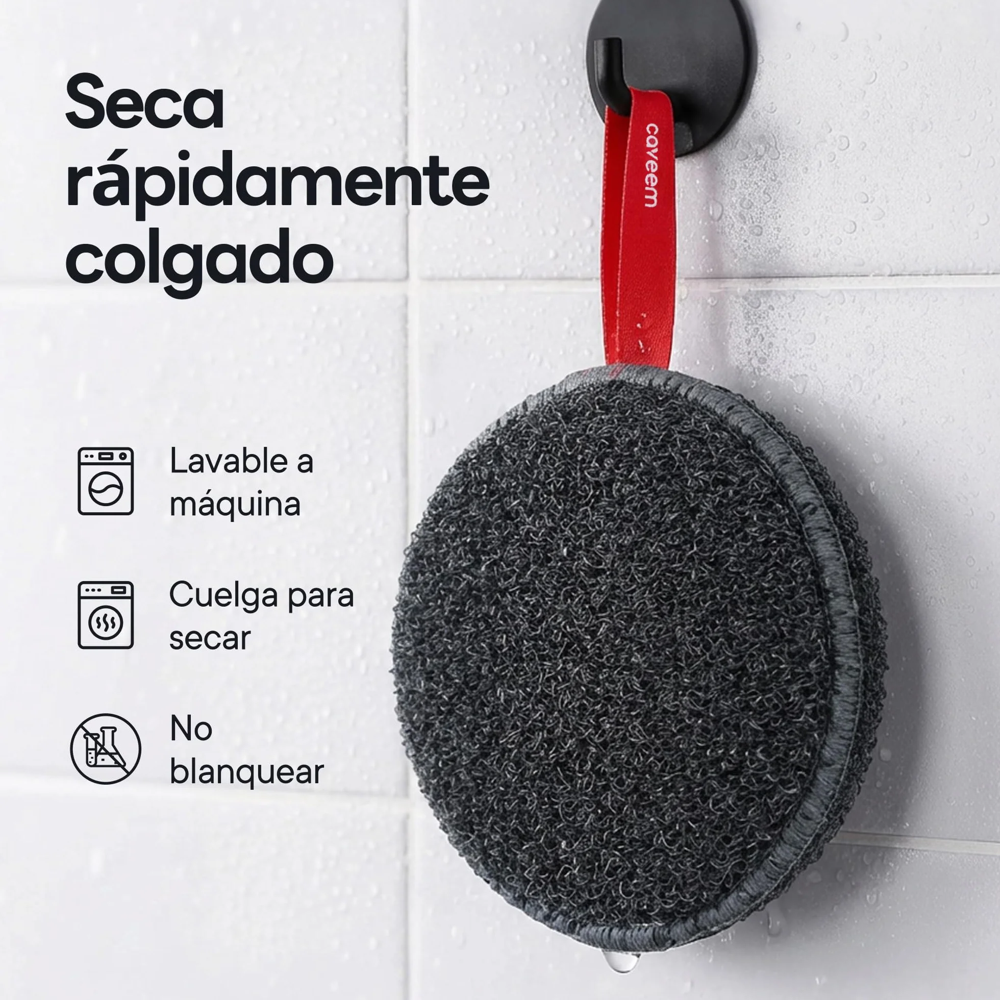 CAVEEM Esponja Exfoliante Corporal Doble Cara, Paquete de 2, Gris Oscuro