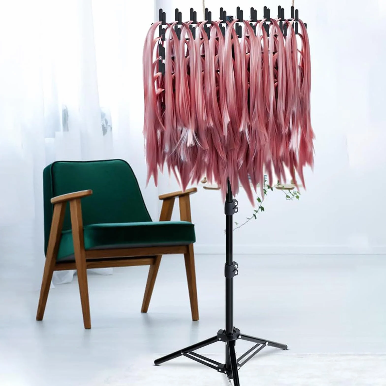 Soporte para extensiones de cabello ajustable 144 pinzas trenzas 2 lados