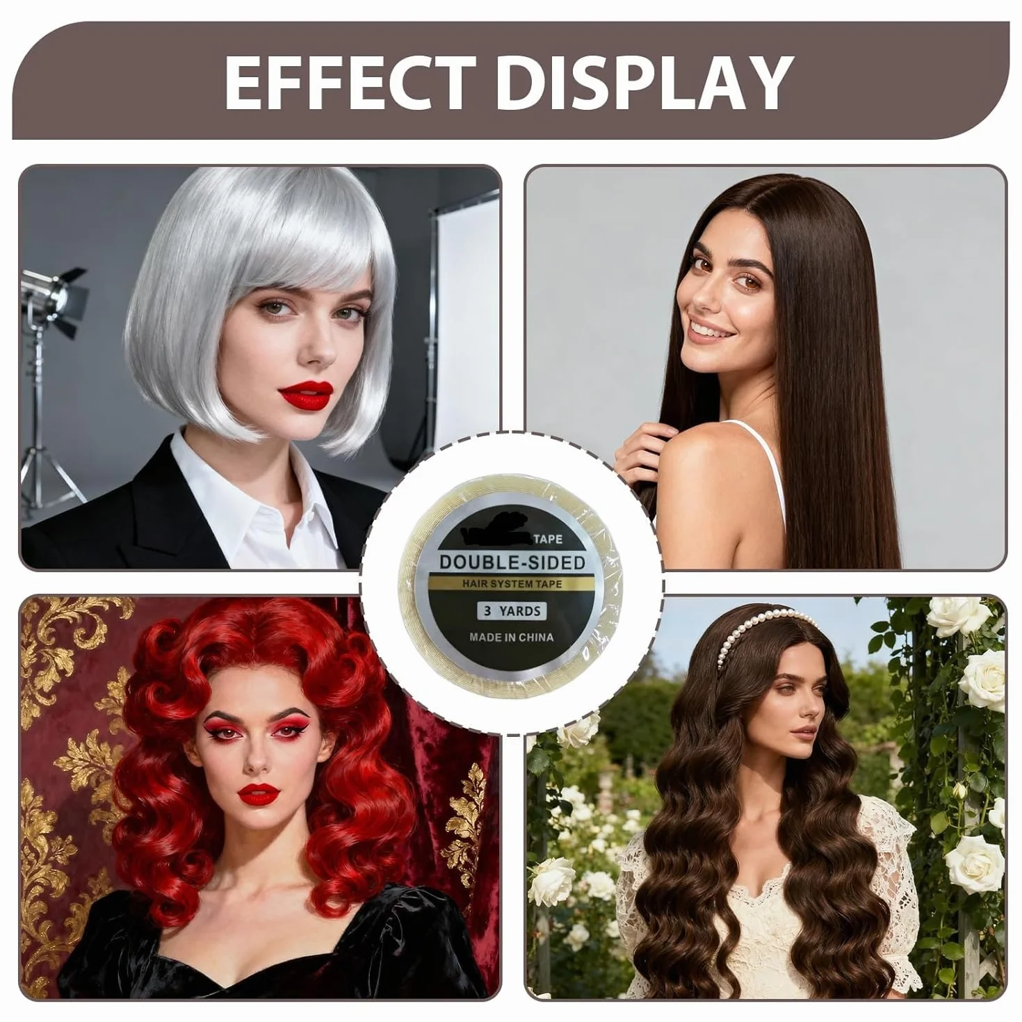 Cinta Adhesiva Doble Cara 3 Yards × 8 mm Extra Fuerte para Extensiones de Pelo