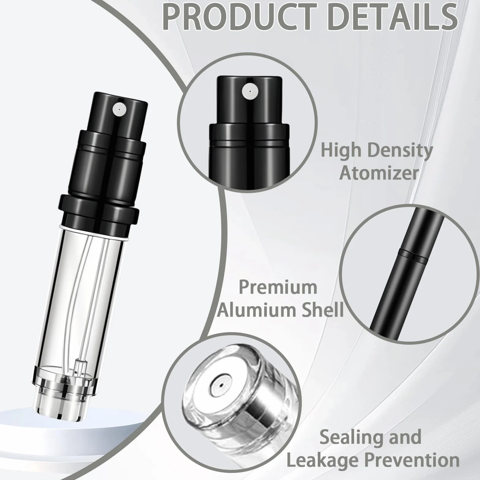 Atomizador Perfume Recargable 5ml Negro Gris 2 Piezas Mini Frasco