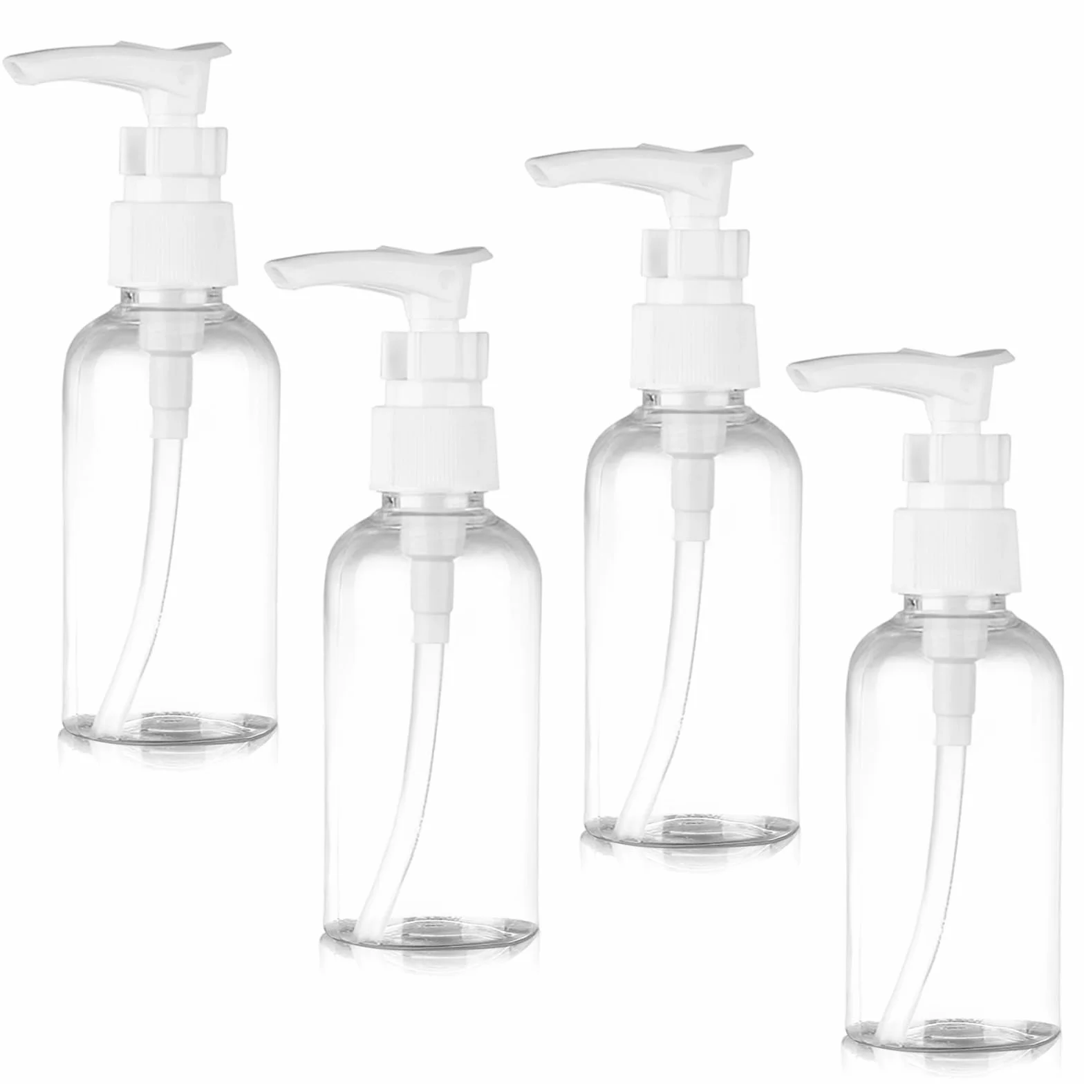 Botellas con Bomba Transparente 30 ml Paquete de 4 - Botellas de Viaje Plástico, Dispensador de Loción para Cosméticos
