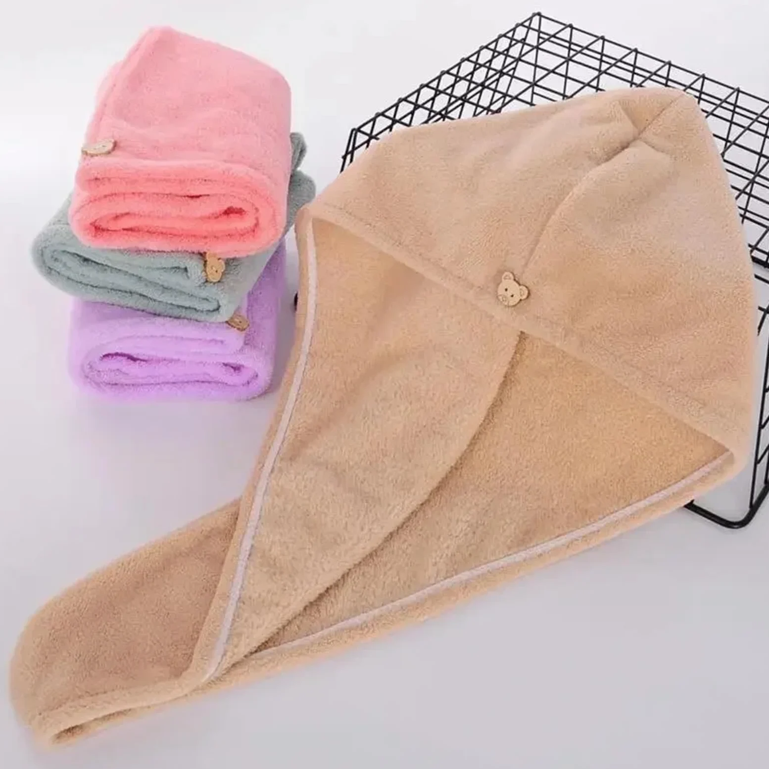 Toalla de microfibra for el cabello, envoltura de secado de cabello antiencrespamiento for mujeres y hombres, sombrero for cabello seco, súper absorbente, gorro de baño envuelto para Mujeres Cabello r