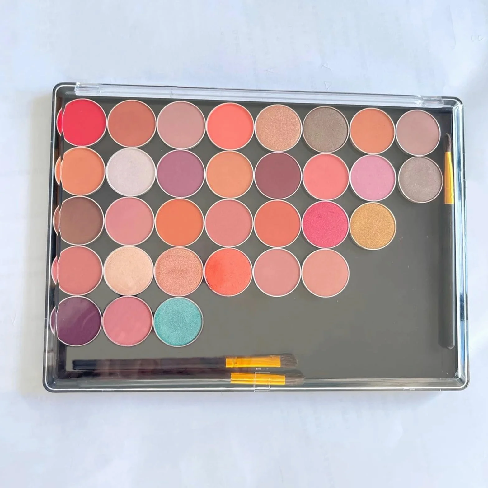 Paleta De Sombras De Ojos VacíA 5 unids/lote, sin logotipo, paleta de sombra de ojos de plástico magnético vacía grande, Caja de almacenaje for maquillaje XL con cubierta transparente