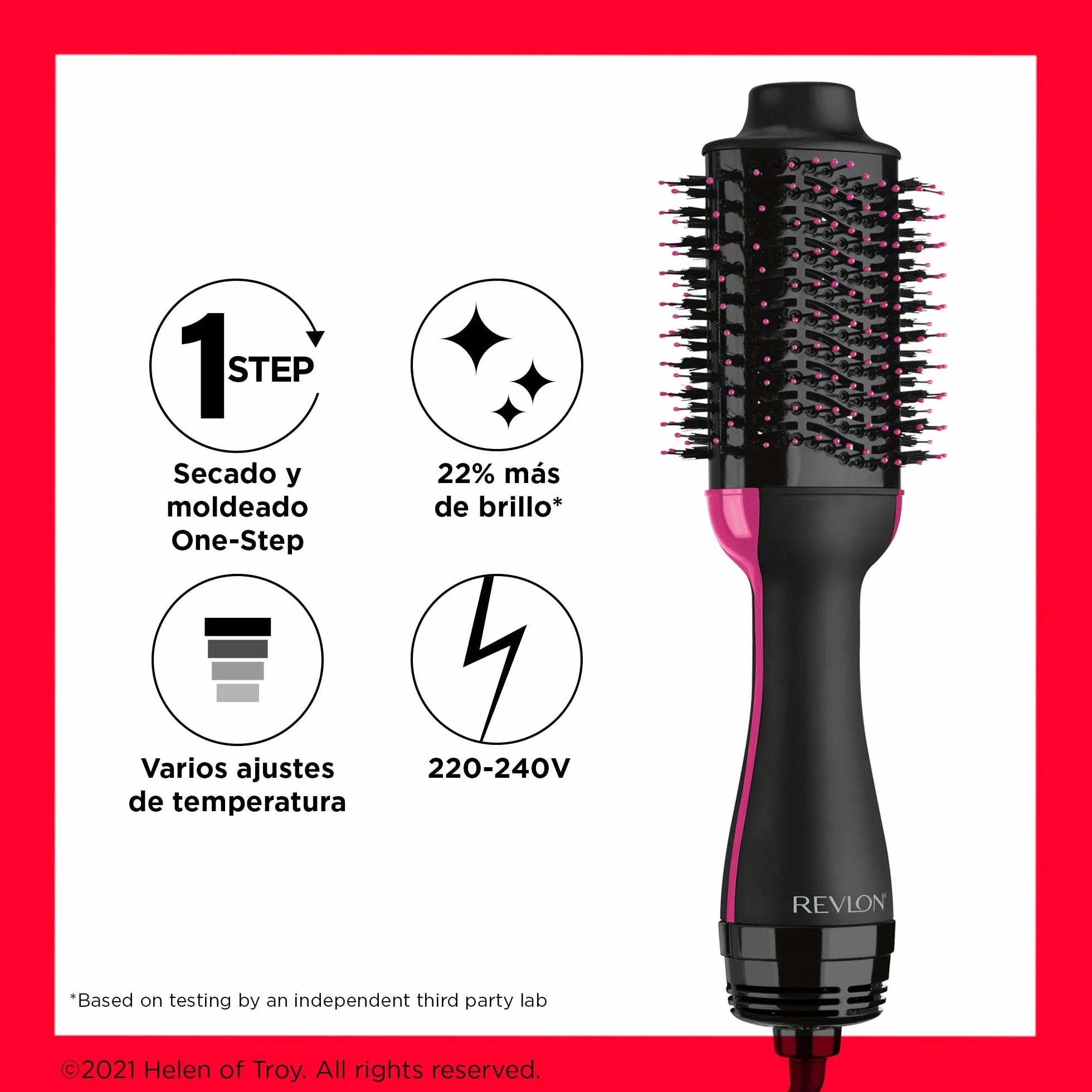 REVLON Salon One-Step Secador y Volumizador 3 Posiciones de Calor 2 Velocidades Revestimiento Cerámico Mango Ergonómico Negro Rosa Original