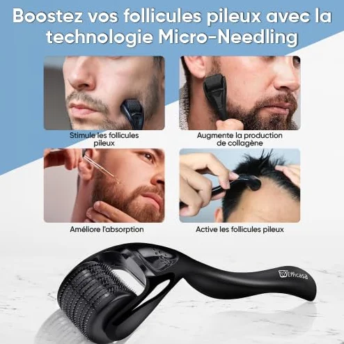 Dermaroller 0.5 mm para Crecimiento del Cabello y Barba – Microneedling Estimulante Folículo Capilar Uso Facial Hombre Mujer