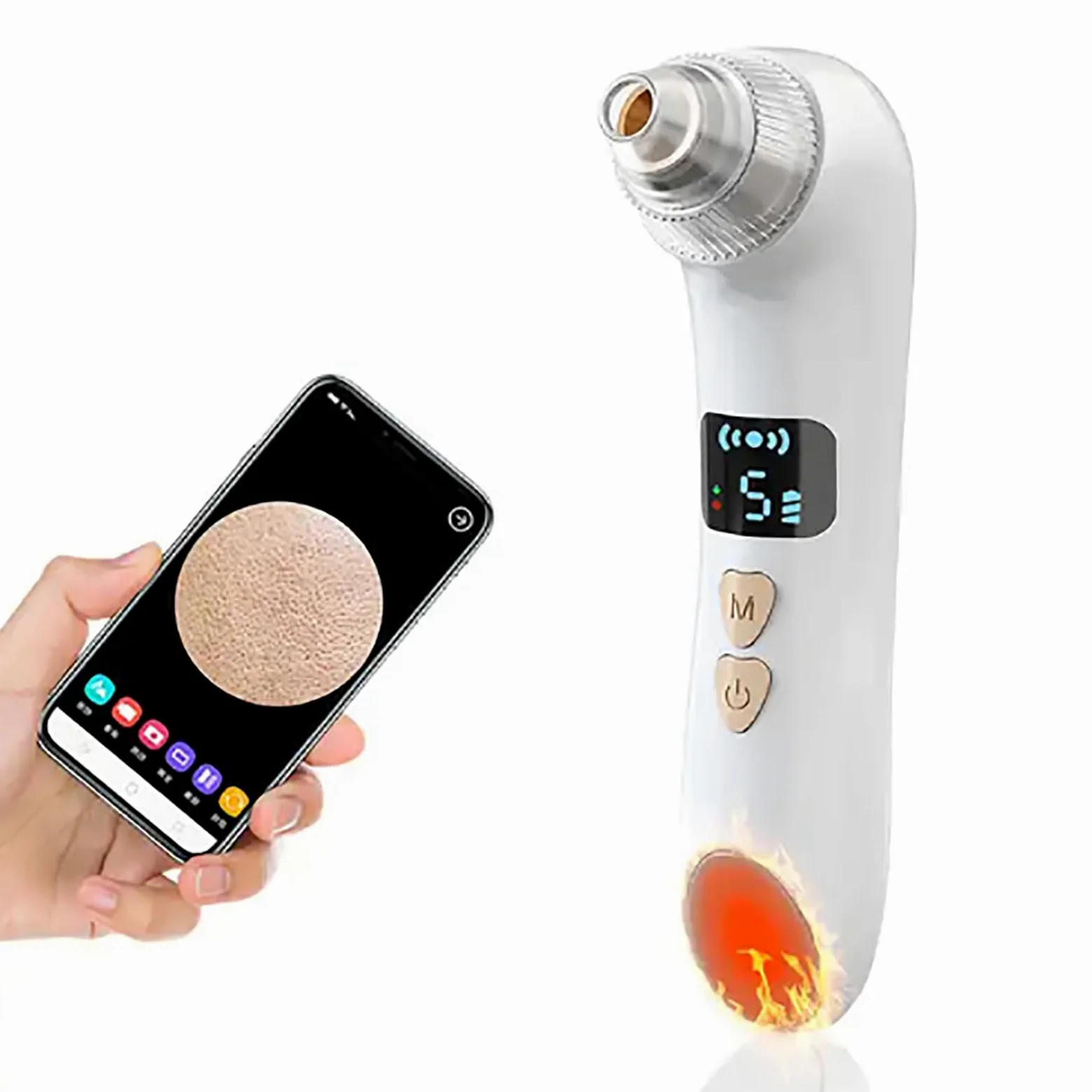 ERICAT Aspiradora removedora de Puntos Negros, removedor de Puntos Negros Mejorado con Pantalla LED y 6 sondas reemplazables, 3 Modos de Calentamiento y 5 Niveles de succión, Adecuado para Mujeres