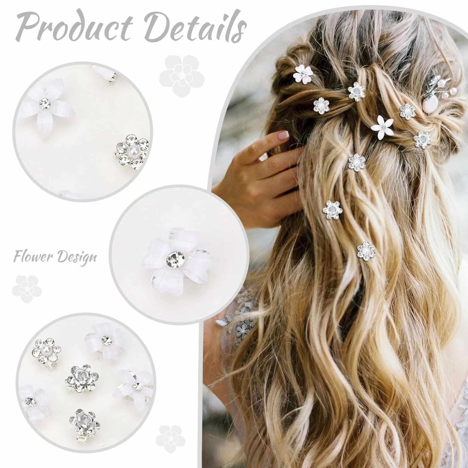 Horquillas para el pelo de flores pequeñas, accesorios para mujer y novia, bodas (4 patrones)