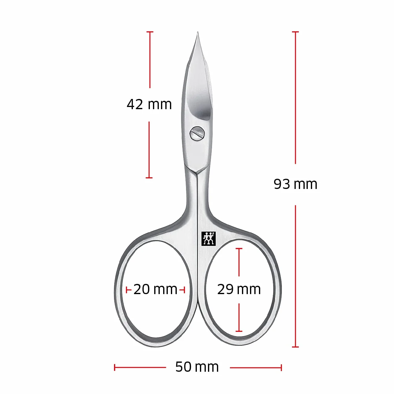 ZWILLING Tijeras combinadas para uñas, filo curvado, punta fina, 90 mm, plata