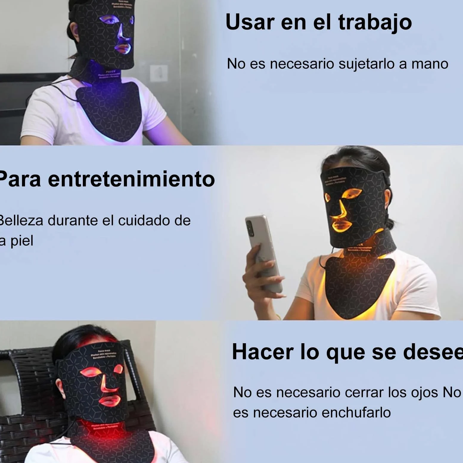 Máscara facial de rejuvenecimiento de fotones para fototerapia, instrumento infrarrojo cercano, espectro LED, máscara facial para el cuello, belleza, hogar, conveniente, suaviza las arrugas finas,