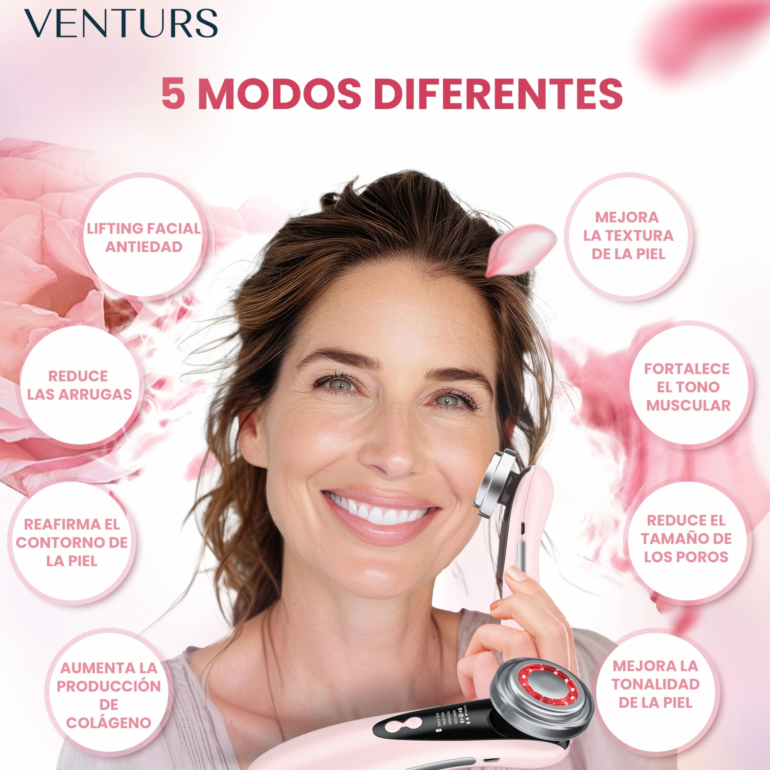 Aparato Radiofrecuencia Facial 5 en 1 Masajeador Antiarrugas Electrico Profesional