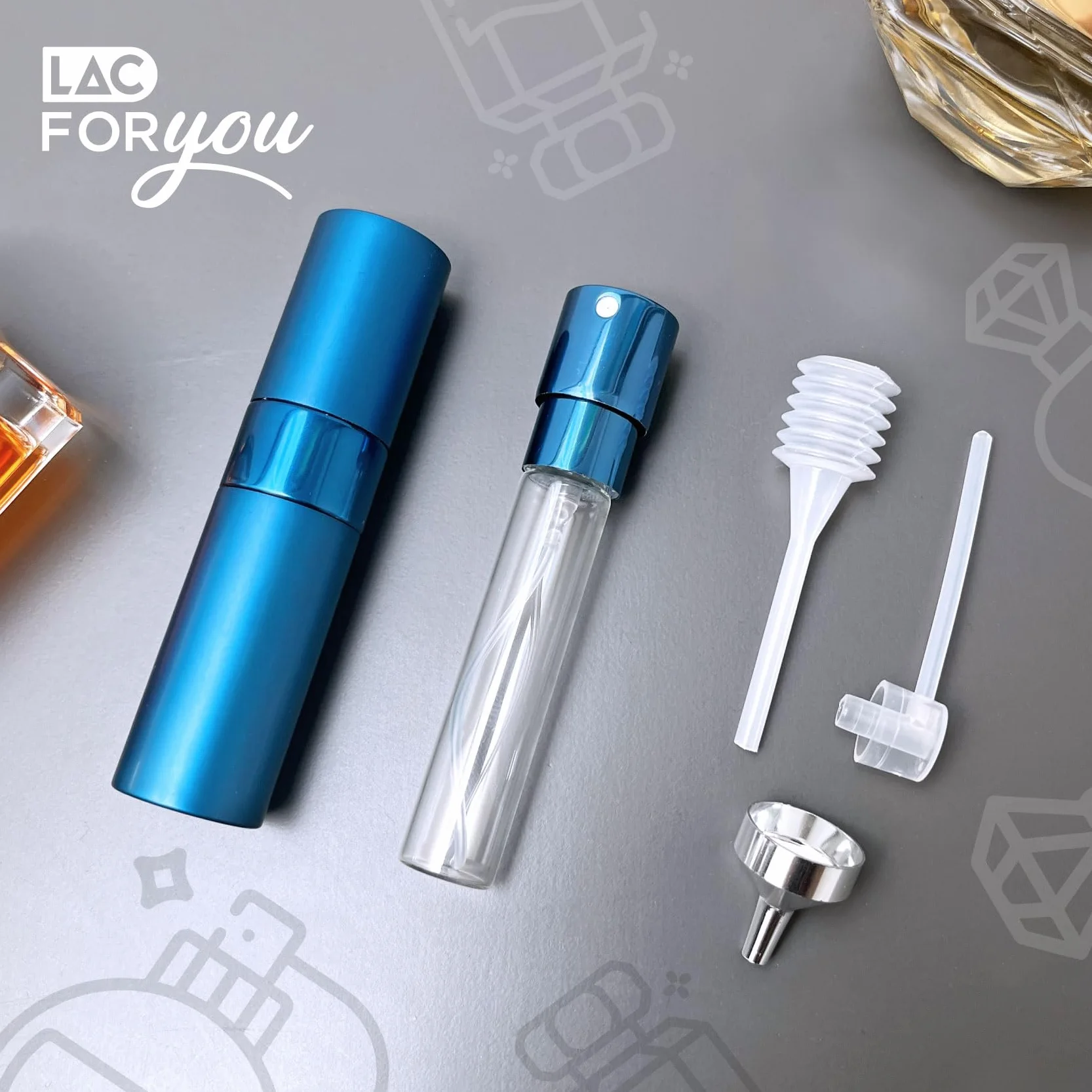 Atomizador Perfume Recargable 8ml - Decants Perfumes Dosificador Colonia Viaje - Azul y Rosa