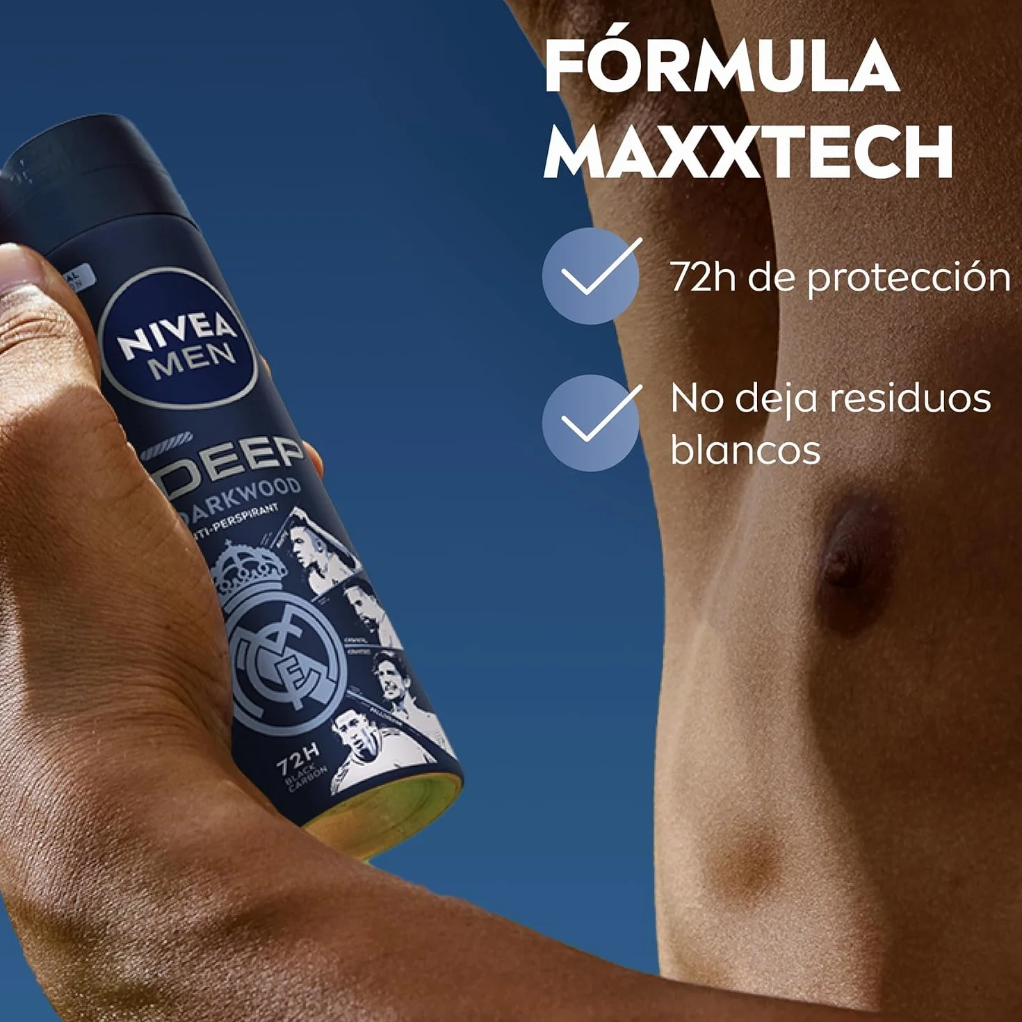 NIVEA MEN Pack Real Madrid Edición Limitada - Sensitive Aftershave 100 ml, Desodorante Spray Deep 150 ml, Gel de Ducha Deep 250 ml, NIVEA Creme 150 ml