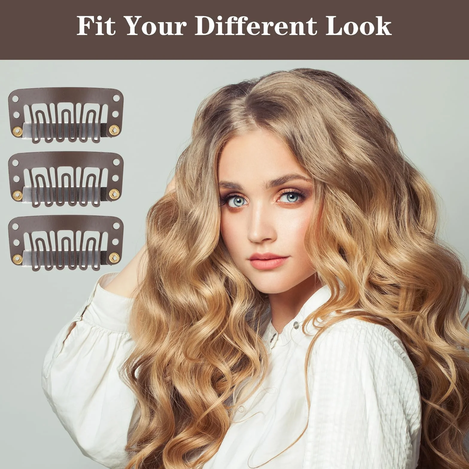 Larrel 30 Extensiones de Pelo, Brochas, Broches, Clips de Metal en Forma de U, Pinzas de Silicona para Pelucas de Mujer