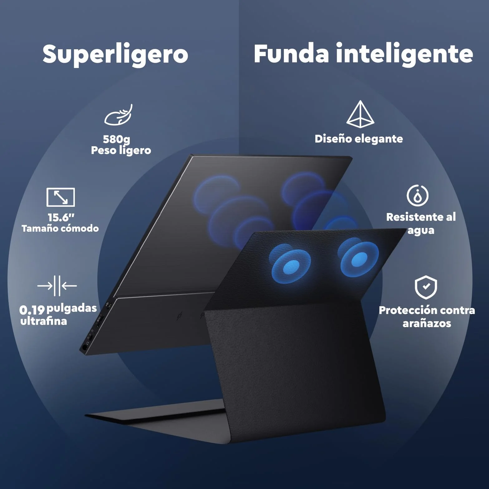 HONGO Monitor Portátil IPS FHD 15.6" 1920x1080P HDR USB-C Portátil para Laptop PC Mac PS4/5