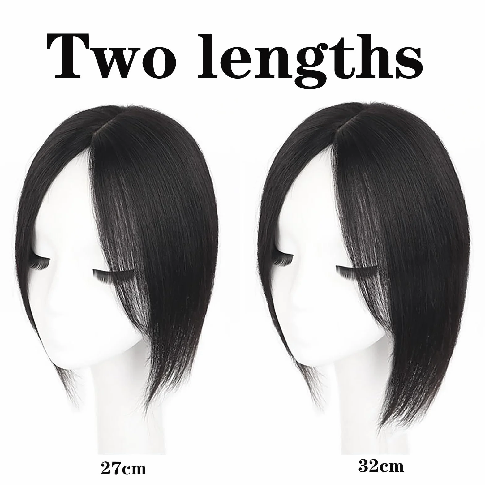 Toppers De Cabello for Mujeres Tupé De Cabello Humano Real Base Atada A Mano De 3" X 4" Postizos for El Cabello Con Clip Pelucas Liso Extensiones De Cabello Con Cobertura 3D De 360°(Brown,32cm)