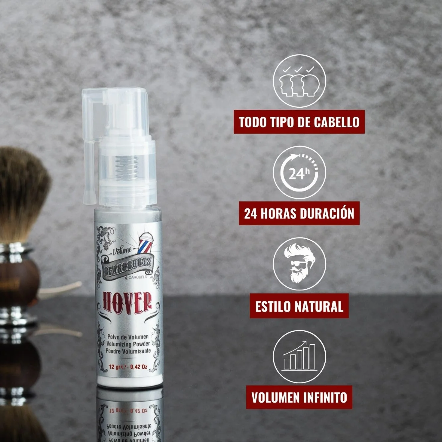 Beardburys Hover Polvo Texturizante para Hombres, Acabado Mate, Volumen, Fijación Flexible, 12 g