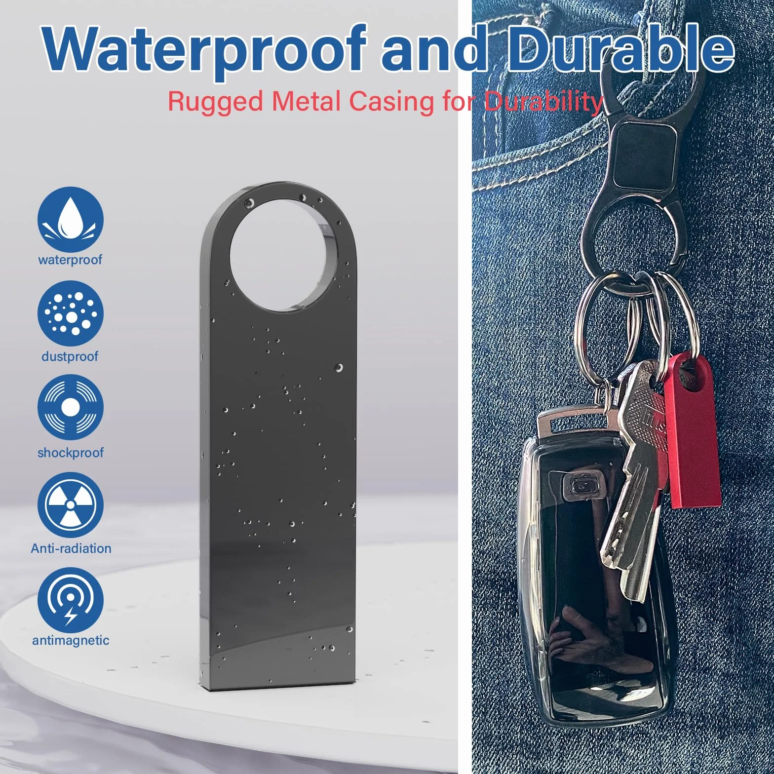 Wooolken Mini USB Pendrive 8GB 5 Piezas Memoria USB Resistente al Agua Metal