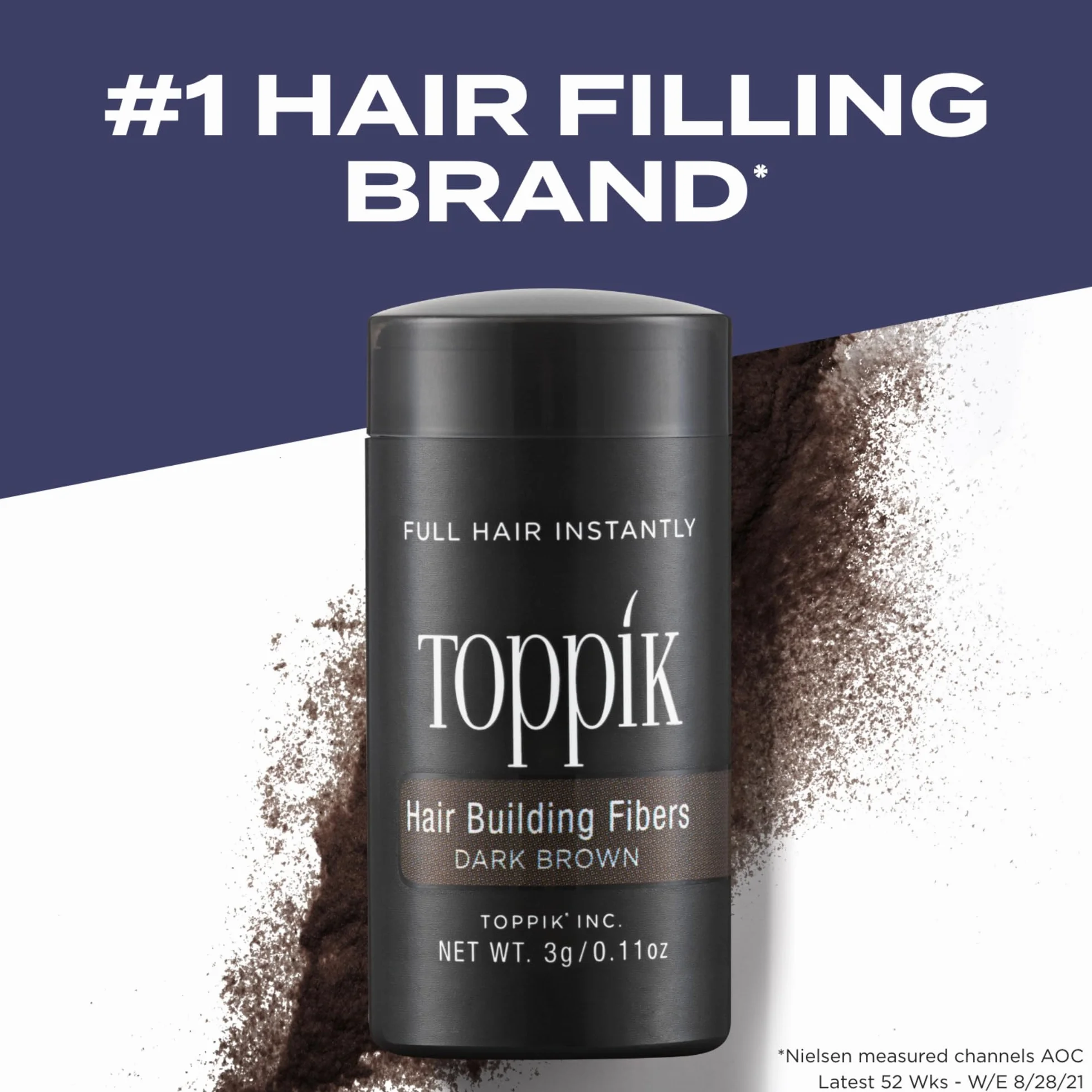 Toppik Fibras Capilares Castaño Oscuro, Fibras de Queratina para Densidad, 27,5 g