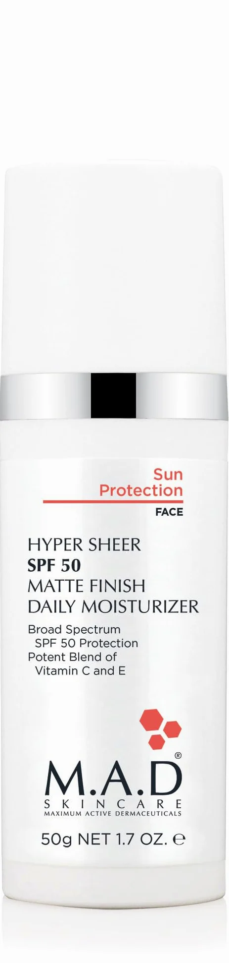 M.A.D SKINCARE Protección solar: Hyper Sheer Matte Finish SPF 50 Daily Moisturizer – 50 g