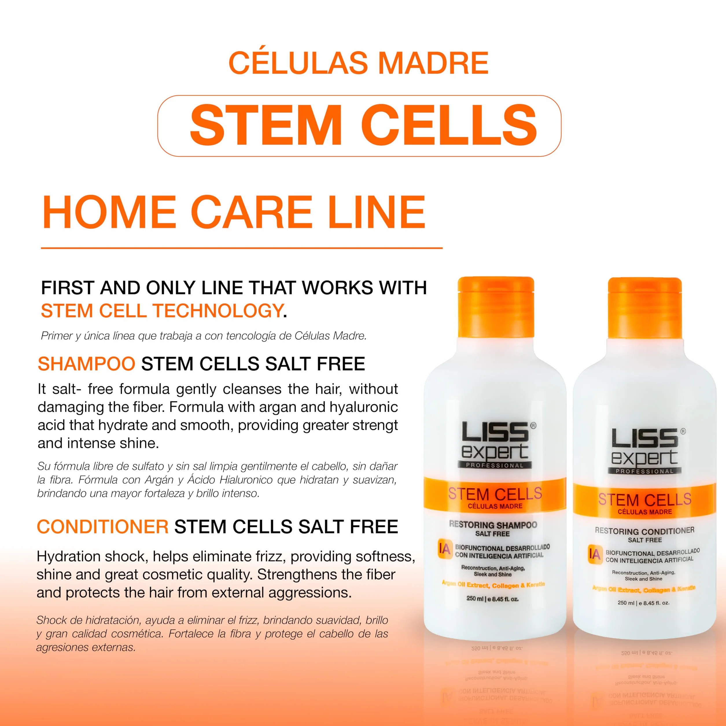 Liss Expert Professional Tratamiento Alisador con Células Madre Keratina Orgánica y Aceite de Argán