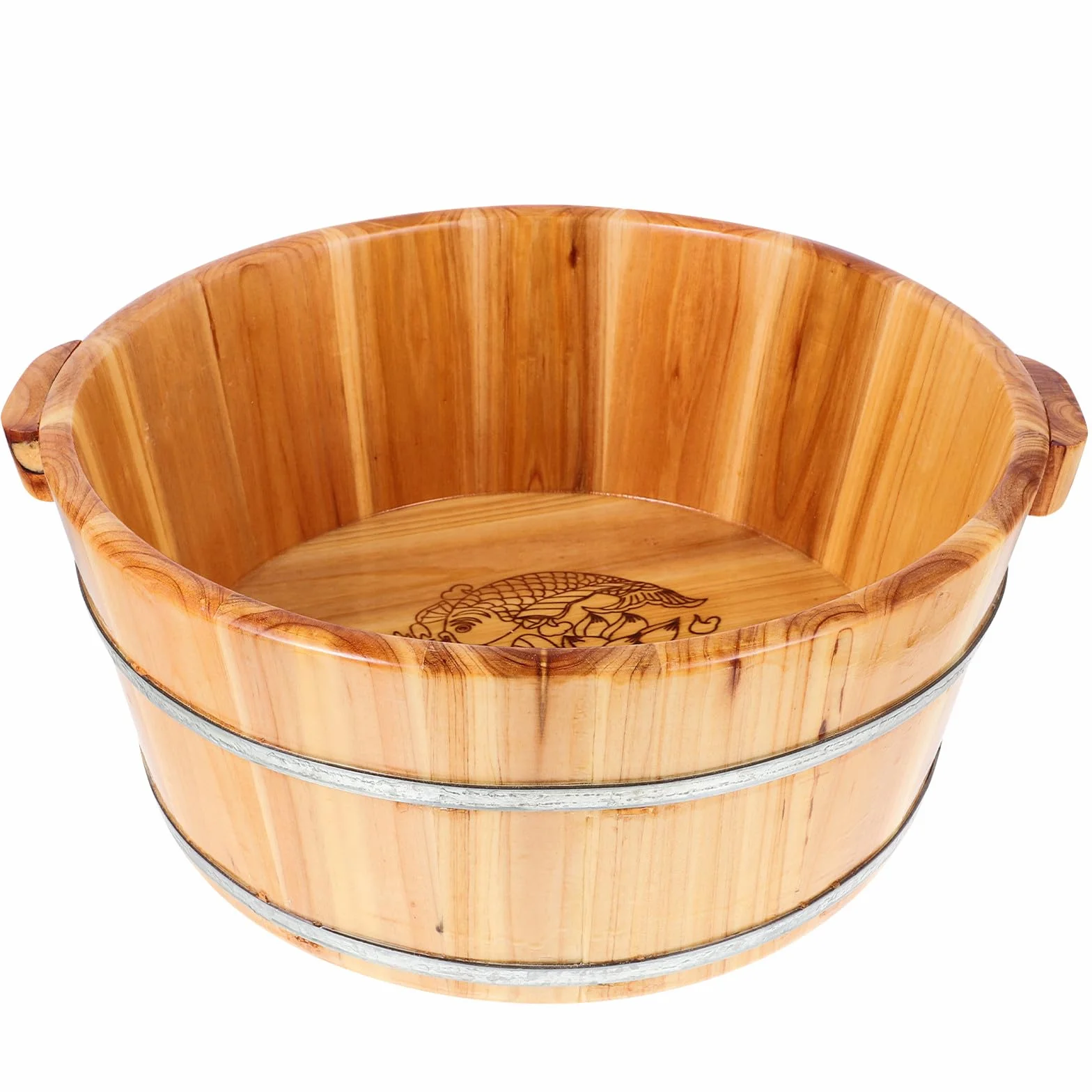 GANAZONO Cubo Reutilizable de Madera para Baño de Pies, Lavabo Multifuncional para Remojar Manos y Pies, Barril Spa de Madera Natural para Pedicura Hogar, Artículo de Cuidado Personal