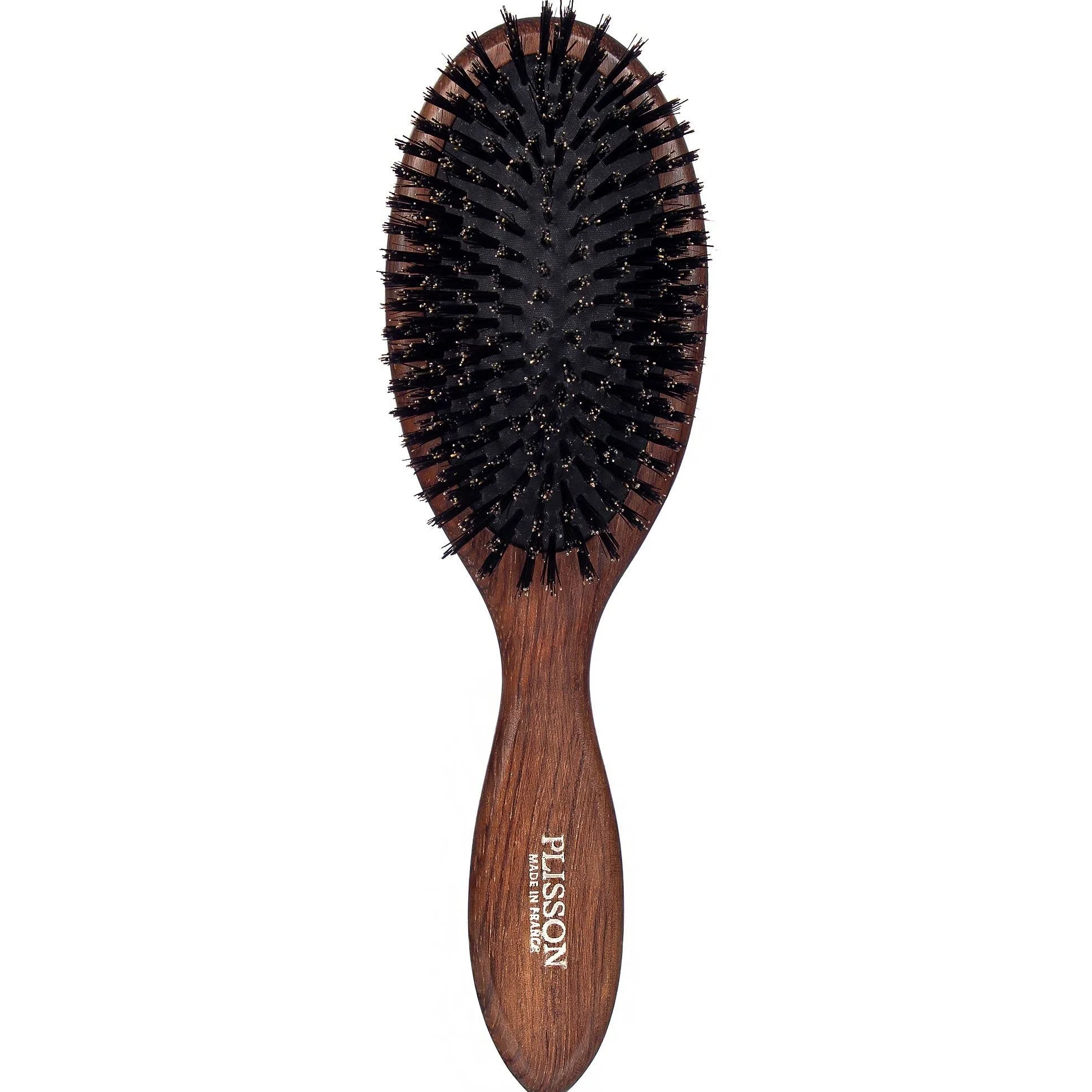 Plisson – Cepillo de pelo neumático para mujeres y hombres, modelo grande – Cepillo tradicional, madera natural, 100% puro pelo de jabalí – Fabricación francesa