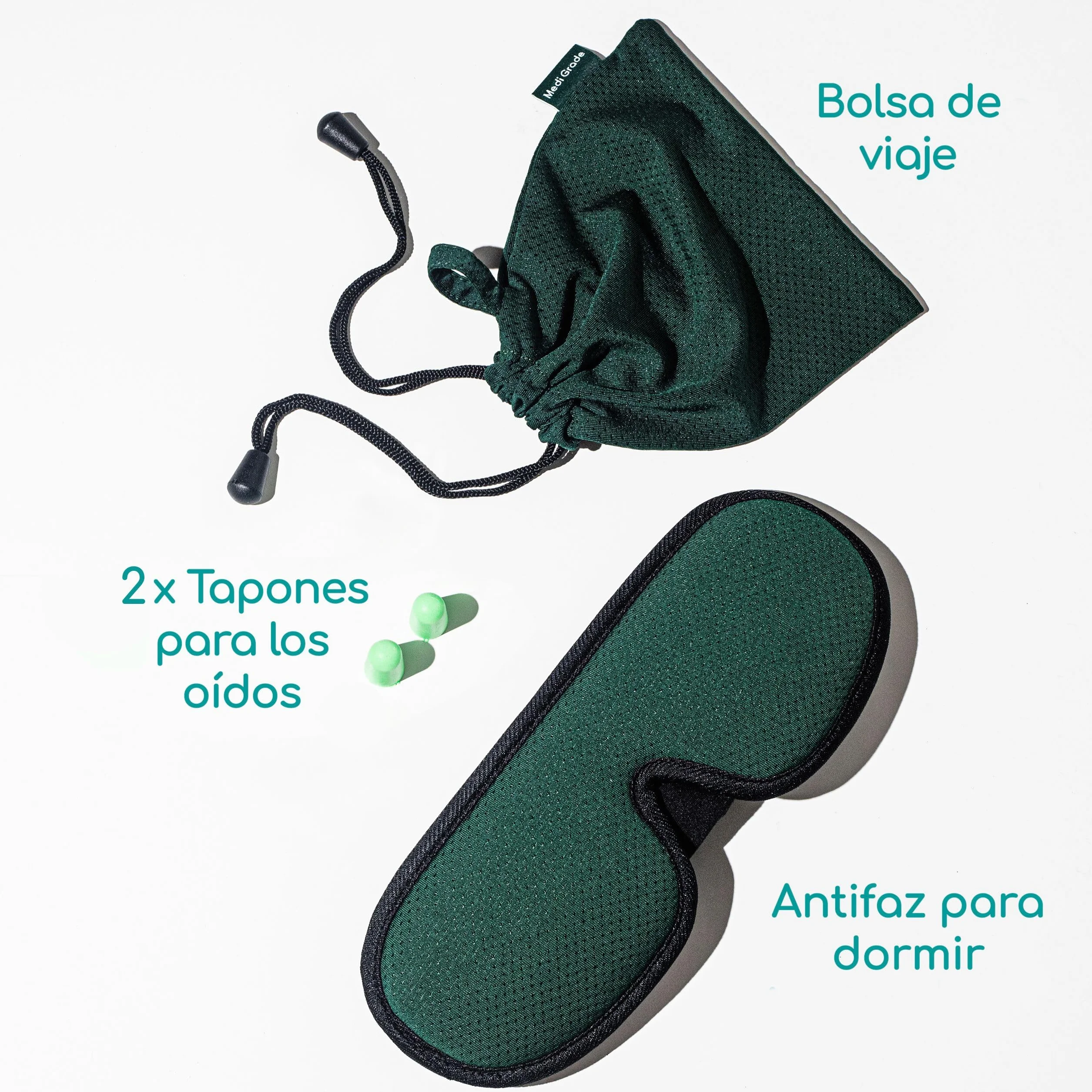 Antifaz para Dormir 3D Oscuridad Total 4pc, Ajustable de Malla Transpirable para Mujer y Hombre