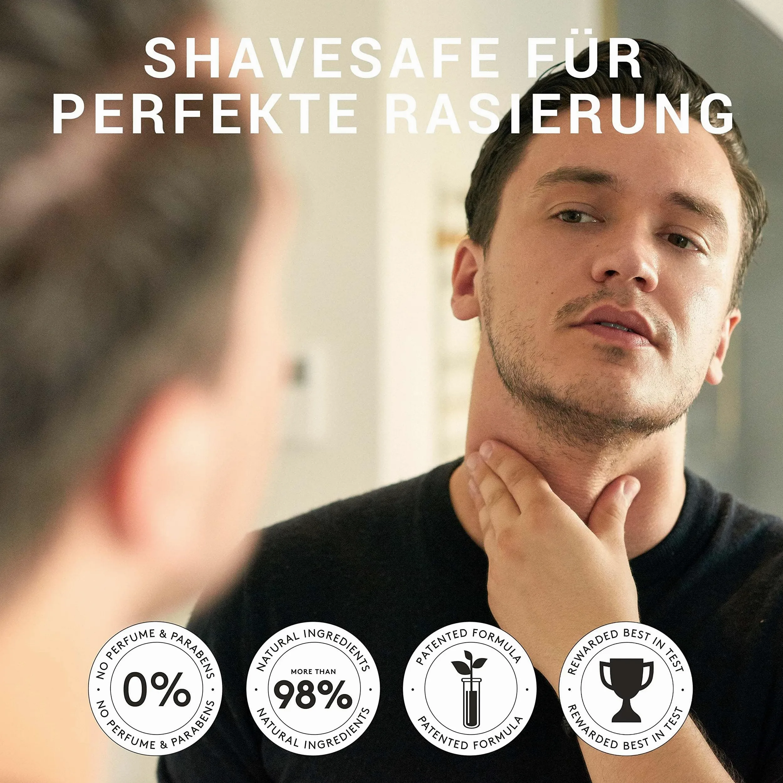 ShaveSafe – Pack de 3 – 100 ml – Afeitado suave y eficaz para pieles sensibles – Previene quemaduras de afeitado, enrojecimiento y vellos encarnados – Fórmula hipoalergénica y dermatológicamente