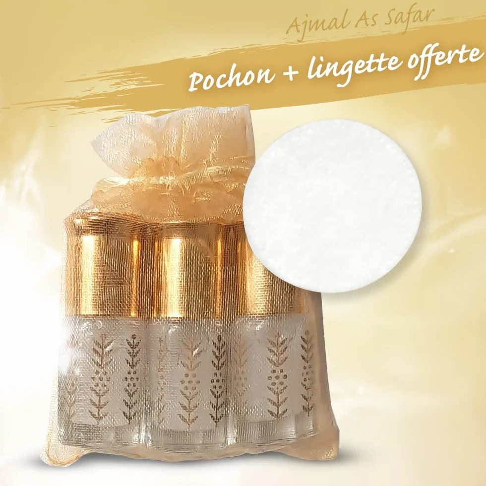 Ajmal As Safar Musc Tahara Aromatisé Pack Best Vanille Monoï Coco lot de 3 Musc Blanc intime 3ml