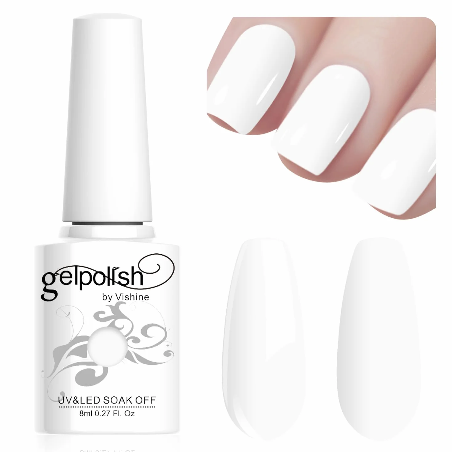 Vishine Gel Nail Polish French White 8ml Soak Off UV LED Gel Nail Art DIY #046