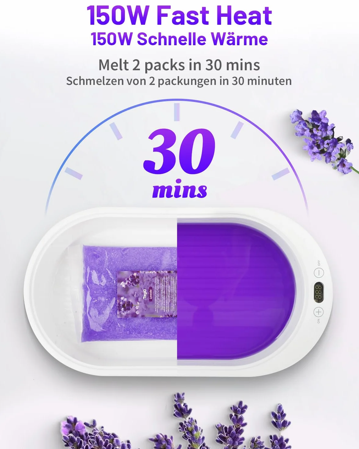 Calentador de Parafina para Manos 2L 150W Blanco con 3x Cera