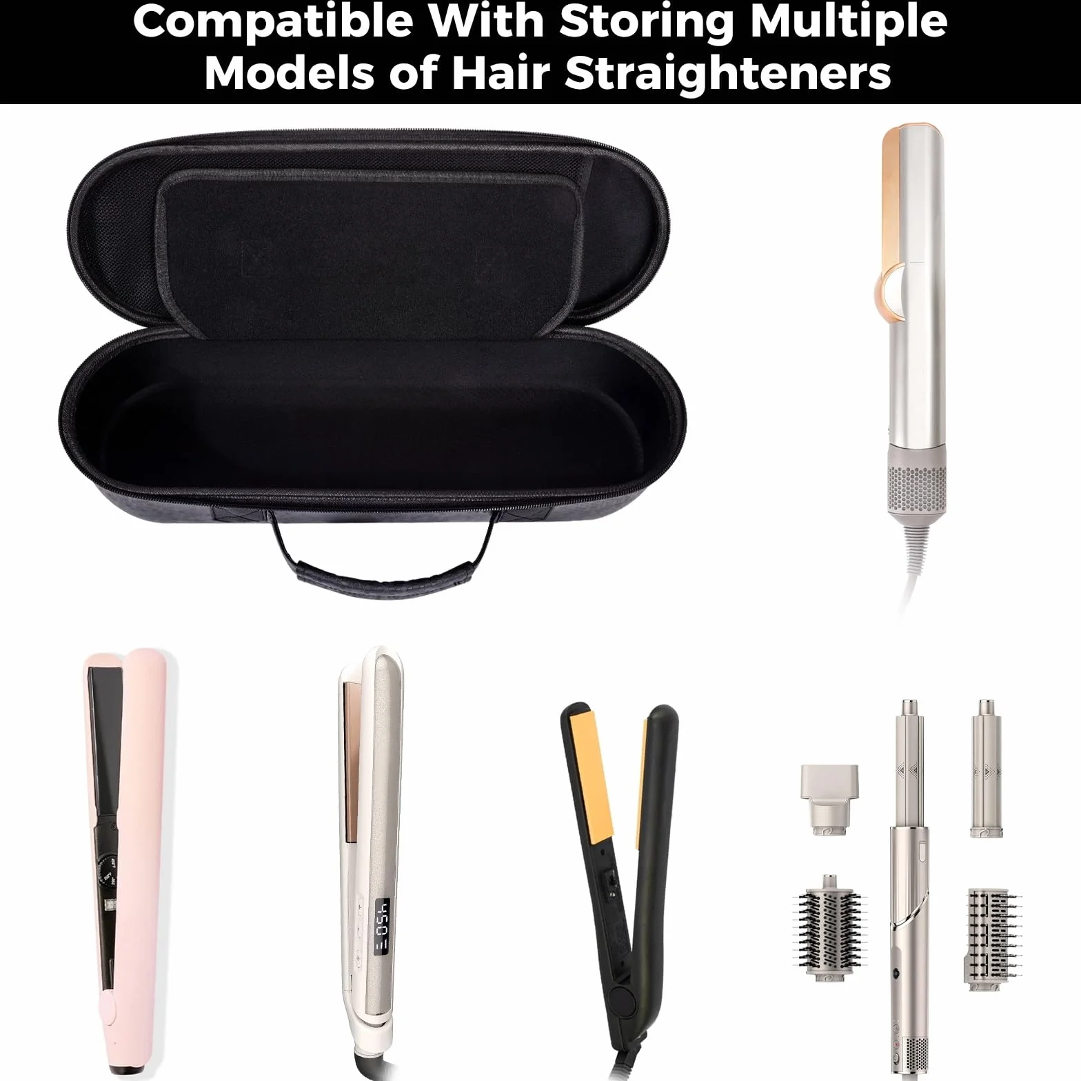 Dyson funda protectora para plancha de pelo Airstrait, bolsa de viaje, almacenamiento, Negro