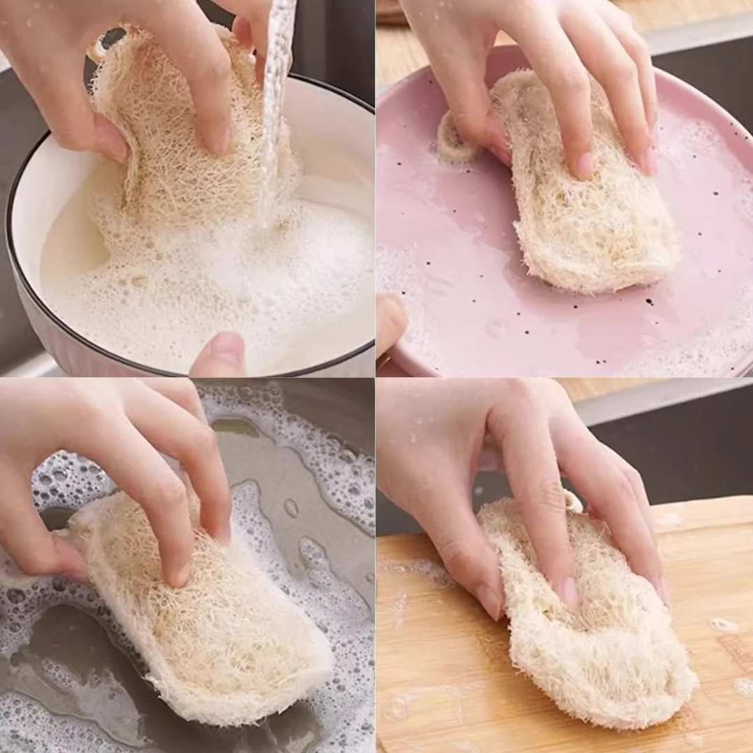 Esponjas naturales de luffa 7×10 cm cuadradas para ducha, baño, cocina