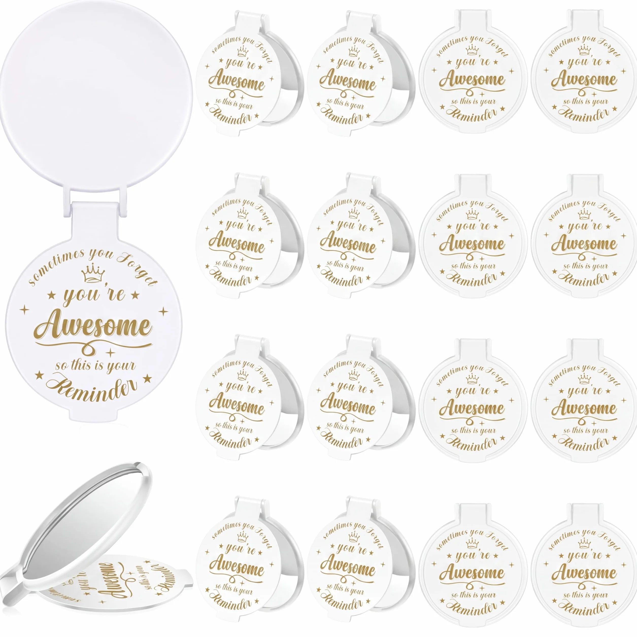 Espejo Compacto Redondo de Cristal para Maquillaje 2.76 Pulgadas, Mini Espejo de Bolsillo Regalo para Mujeres