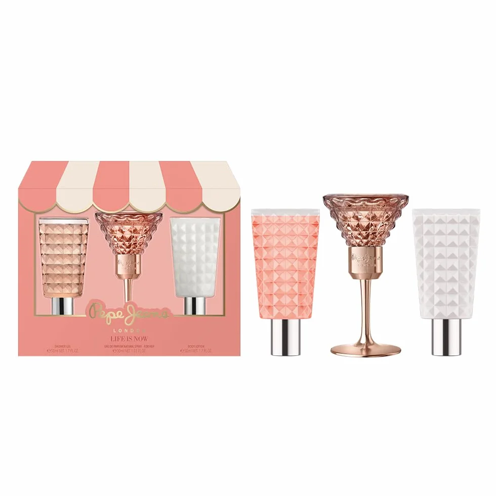 Pepe Jeans Life Is Now For Her Estuche Regalo Perfumes Mujer Pack 3 Piezas Eau de Parfum 30ml Body Lotion 50ml Shower Gel 50ml Set Fragancia Floral Oriental