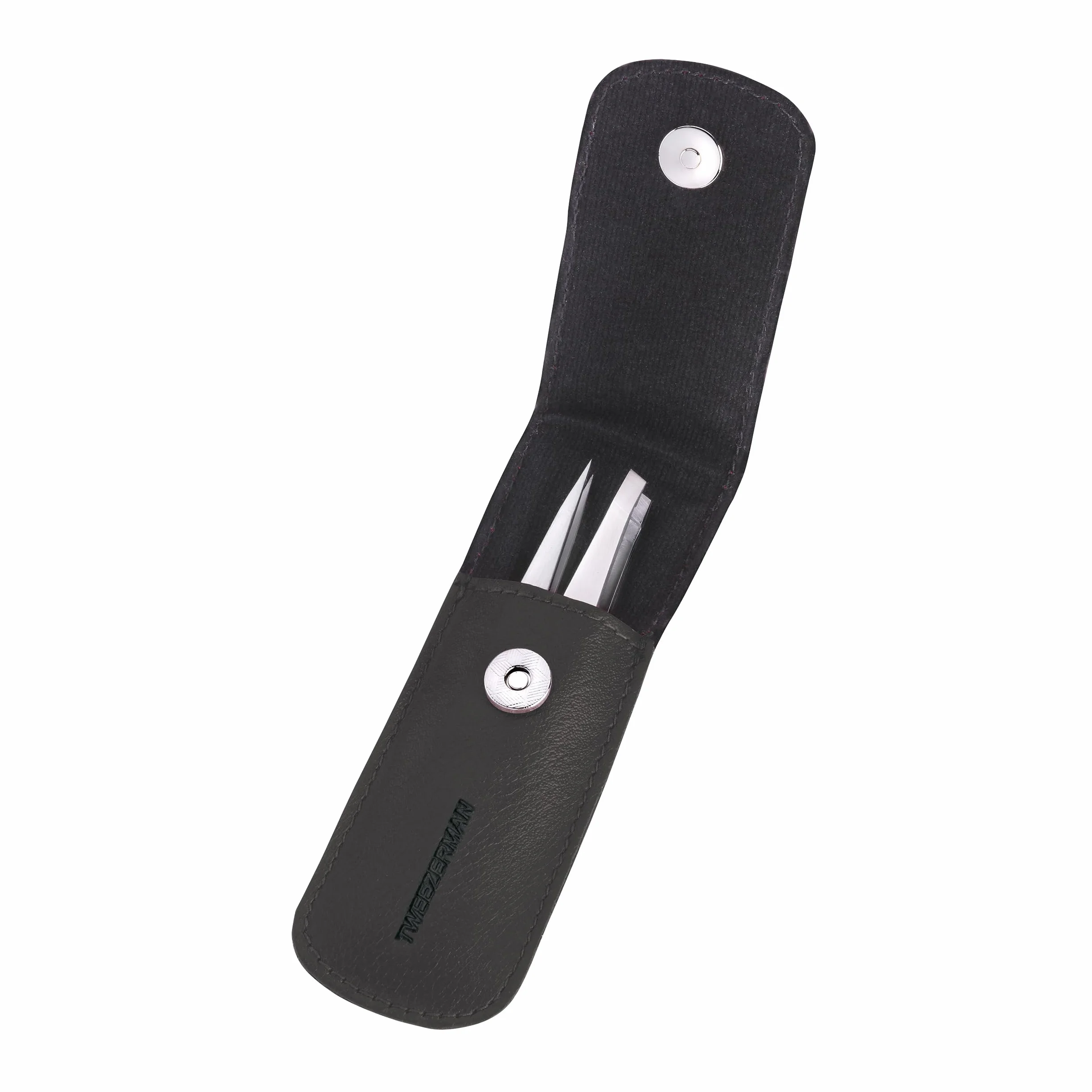TWEEZERMAN Set de pinzas Petite (pinzas de punta inclinada y puntiaguda para cejas, ergonómicas, depilación, acero inoxidable)