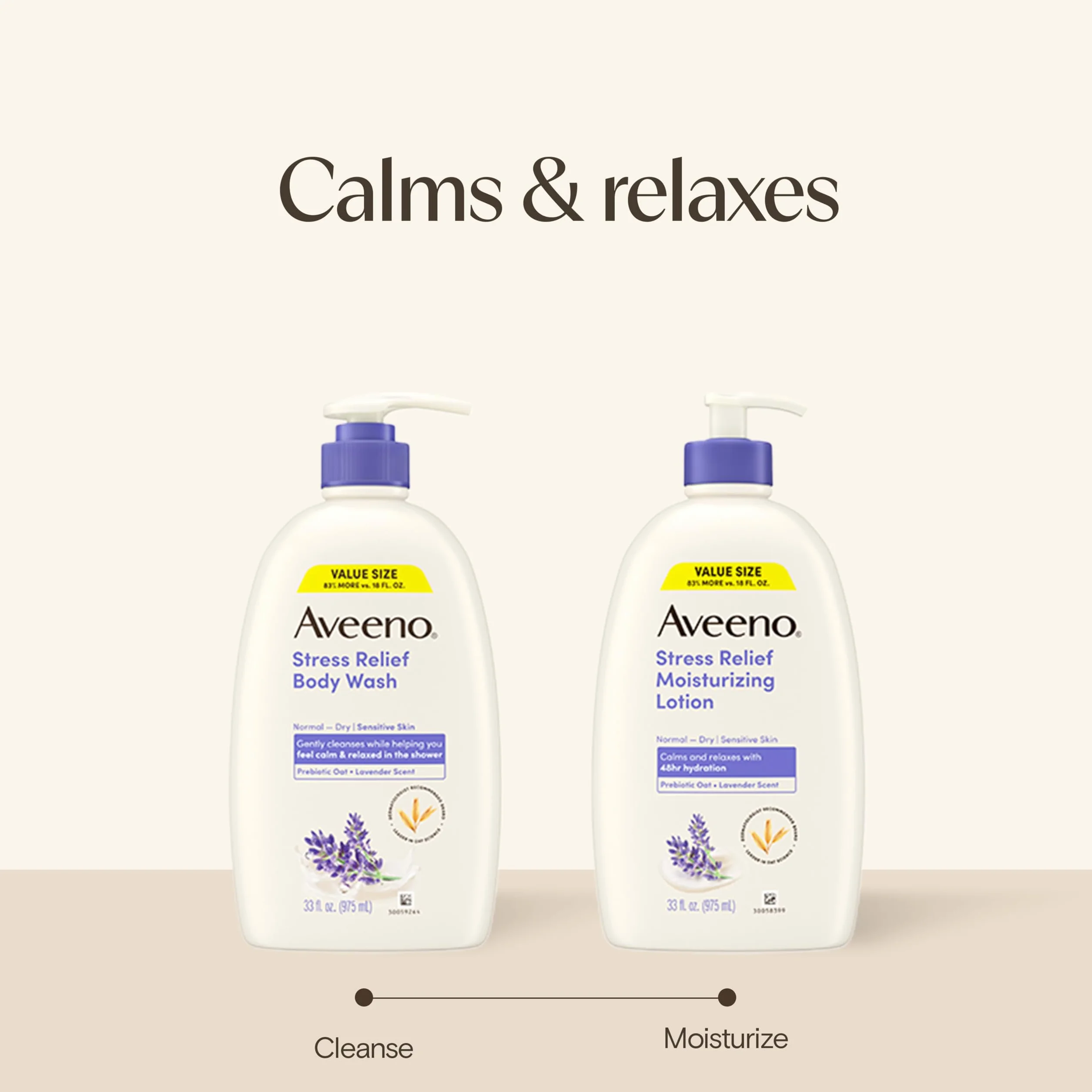 Aveeno Stress Relief Moisturizing Body Lotion with Lavender, Natural Oatmeal and Chamomile & Ylang-Ylang Essential Oils to Calm & Relax, 33 fl. oz