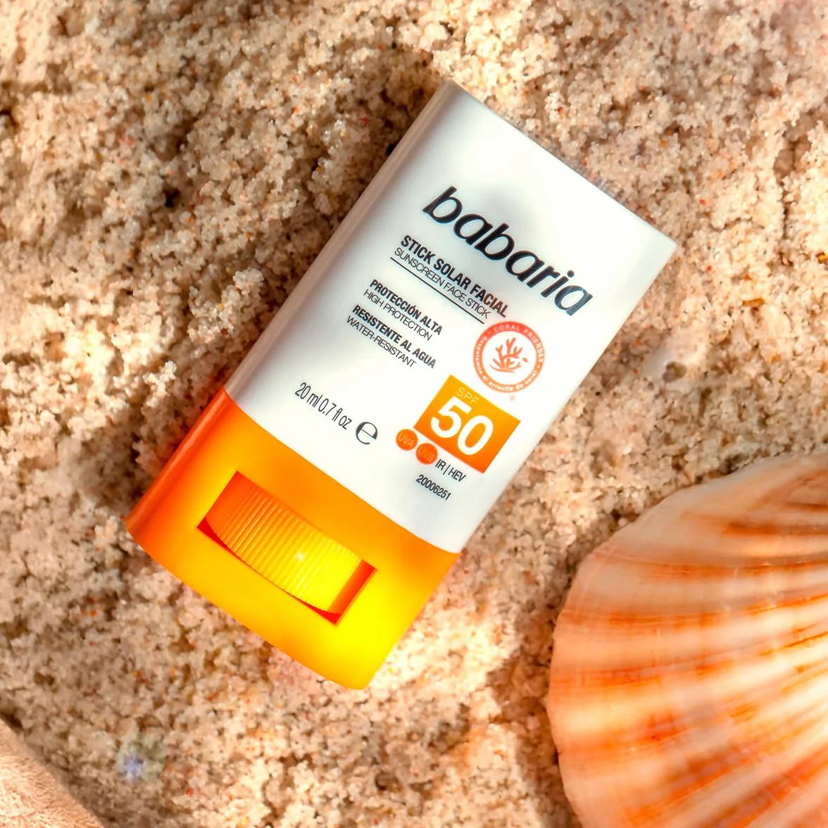 Babaria Stick Solar Facial SPF50+ Niños y Adultos 20 g Transparente Manteca de Karité Protector Solar Facial 50 Aloe Vera Zonas Sensibles
