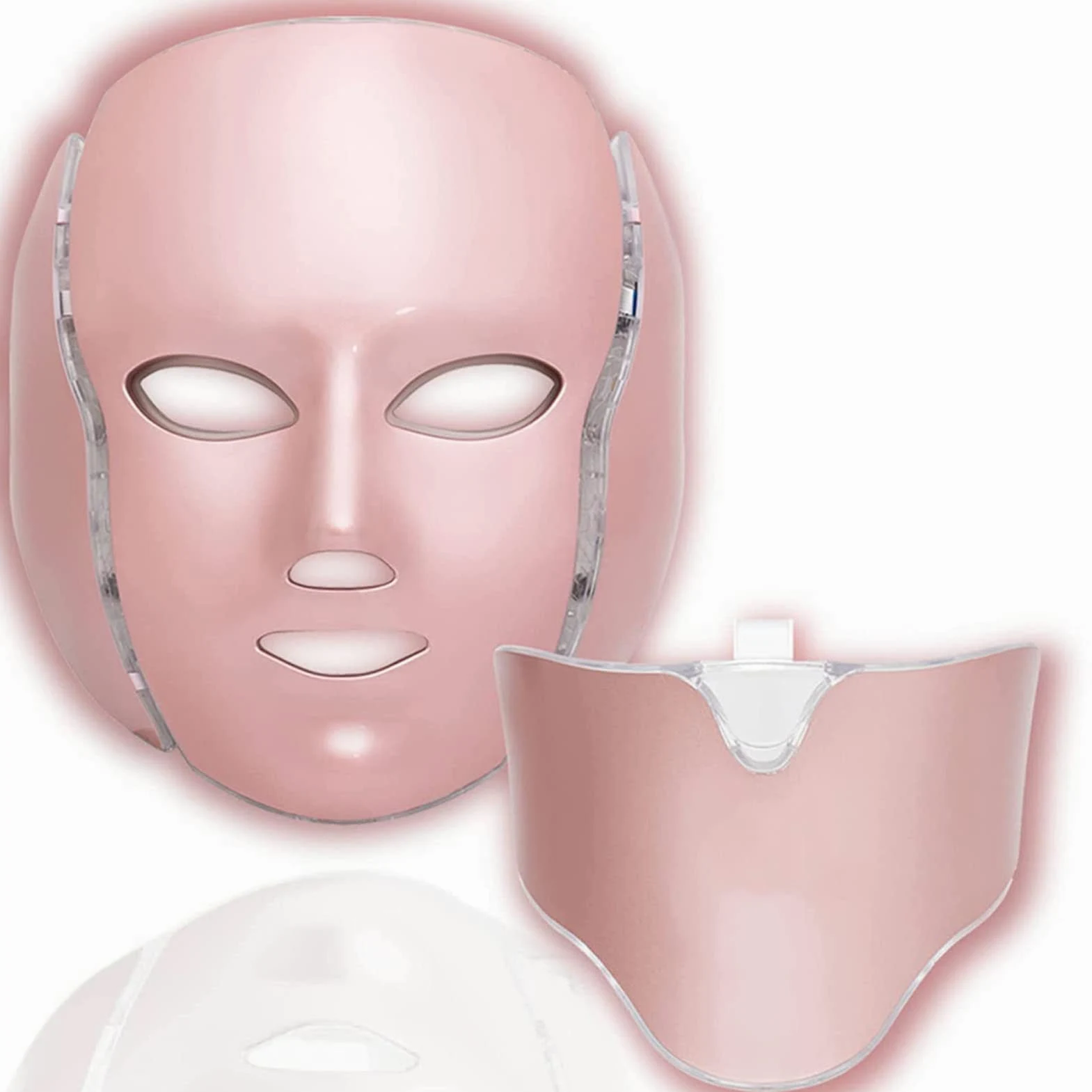 Máscara Facial LED de 7 Colores, LED Photon Máscara de Terapia de Luz Profesional con Cuello, Tratamiento Reafirmante del Acné para Rejuvenecimiento y Estiramiento de la Piel