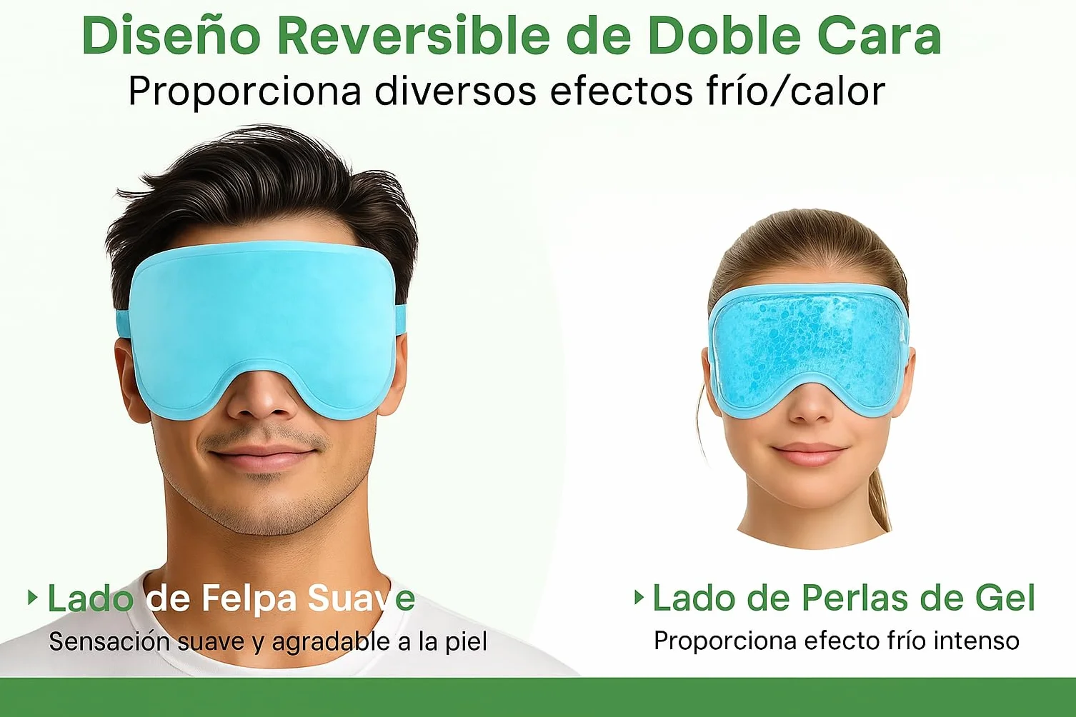 Máscara de Gel Frío y Calor para Ojos con PVC Médico y Felpa Suave, Alivio de Migrañas y Ojos Hinchados
