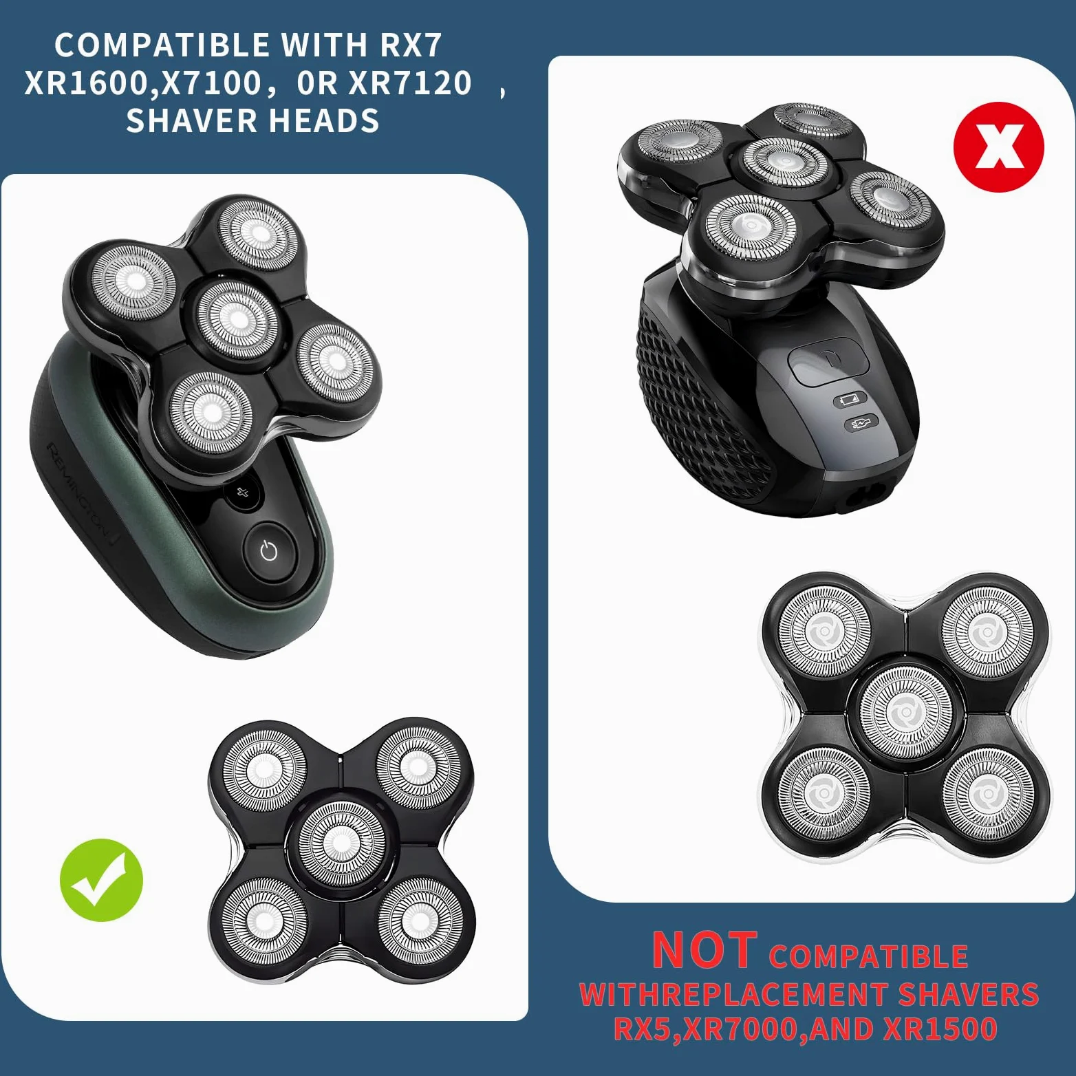 Cuchillas de afeitar compatibles con Remington XR1600, RX7, BOSS XR7120 - Piezas de repuesto para la serie XR7100 (3 piezas)