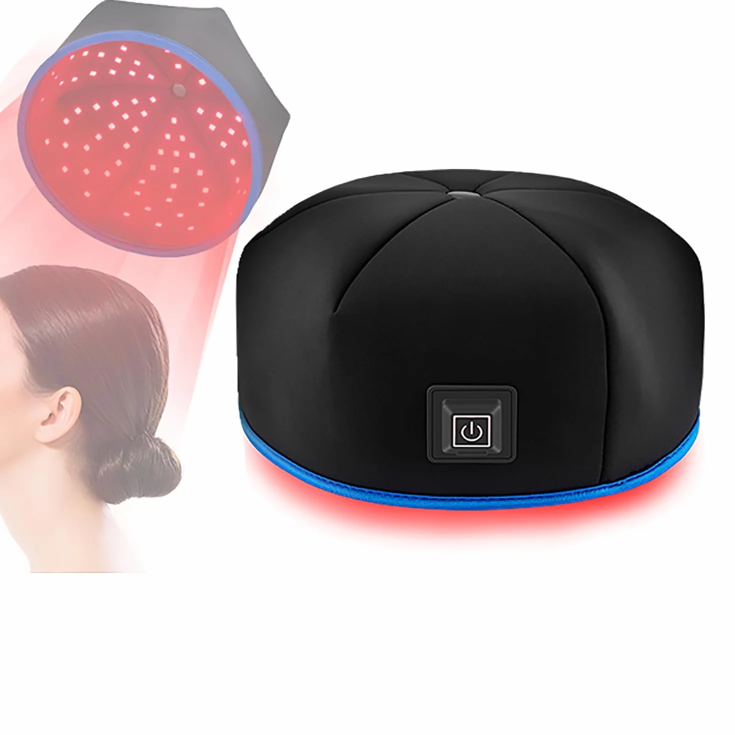 Gorro De Terapia Con Luz Roja LED, Gorro De Terapia Con Luz Infrarroja Para Prevención De La Caída Del Cabello, Modo De Terapia De Luz De 3 Engranajes, Diámetro De La Tapa 21,5 Cm/8,46 Pulgadas