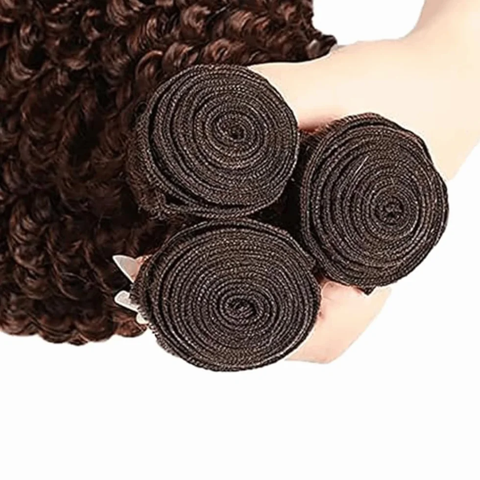 Peluca de onda profunda para mujer, extensiones de cabello humano sin procesar brasileño, extensiones de cabello humano virgen brasileño, #4, marrón chocolate, paquete con una cobertura mínima